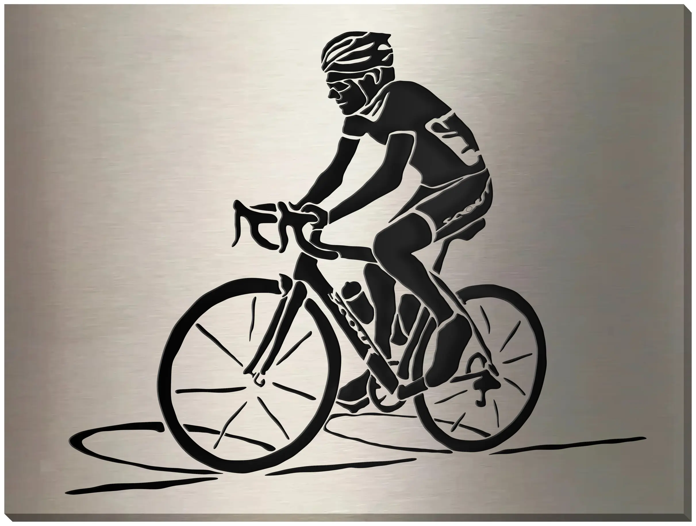 Quadro in acciaio ciclista in movimento | Vendita online - bellissimo quadro rappresentante un guerriero a cavallo - misure 70x50 e 100x70 acciaio inox...